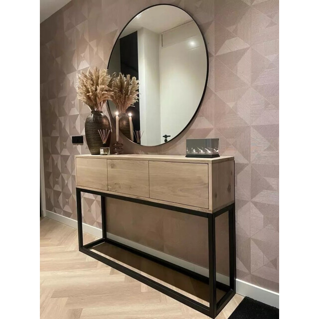 Vtw Living Spiegel groot rond spiegels wandspiegel frame rand 120 cm 3058784 large