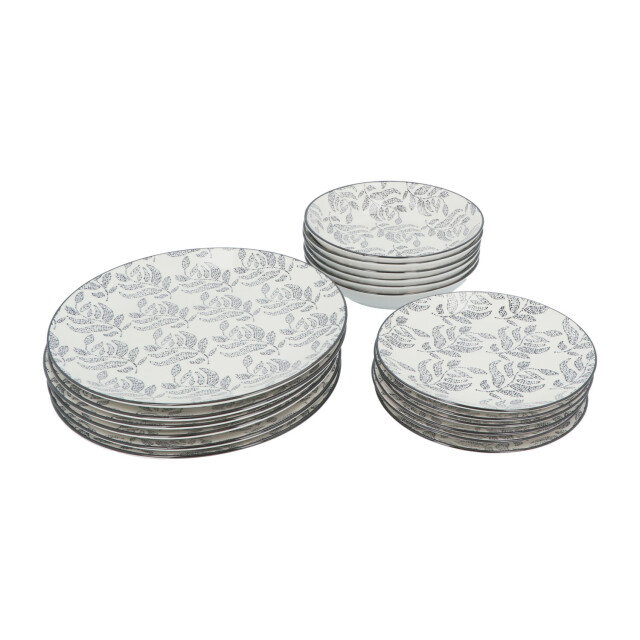Secret de Gourmet Porseleinen serviesset eva mozaïek 6 persoons 18-delig /wit 3047543 large