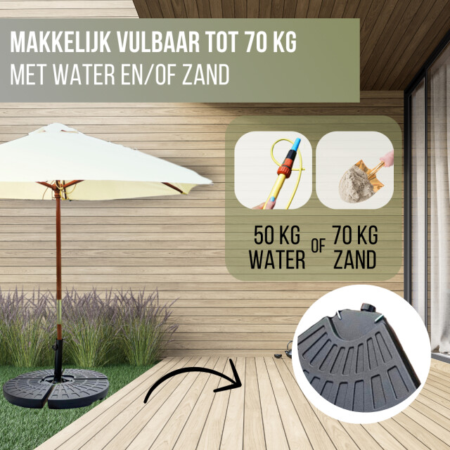 4gardenz ® 60 kg verzwaringsset parasolvoet voor zweefparasols vulbaar met 3049005 large