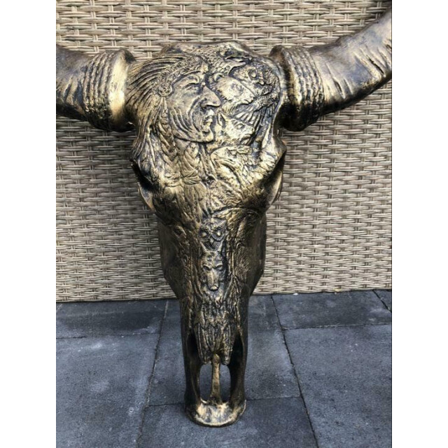 Vtw Living Buffel schedel skull bedrukt skull voor aan de muur dierenhoofd schedel 3058785 large