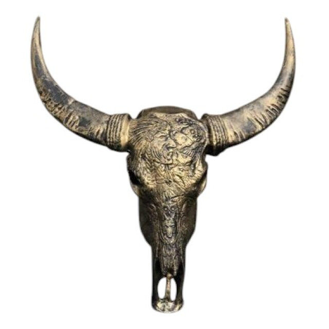 Vtw Living Buffel schedel skull bedrukt skull voor aan de muur dierenhoofd schedel 3058785 large