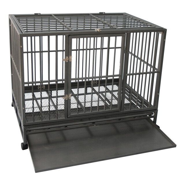 4animalz ® heavy duty hondenbench hammerite l met wielen 92x62x75 cm 3048866 large