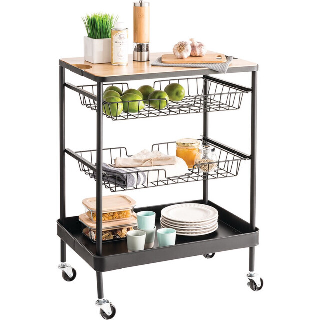 5Five 4goodz serveerwagen met 3 opbergvakken en plateau 40x60x79 cm - 3047704 large
