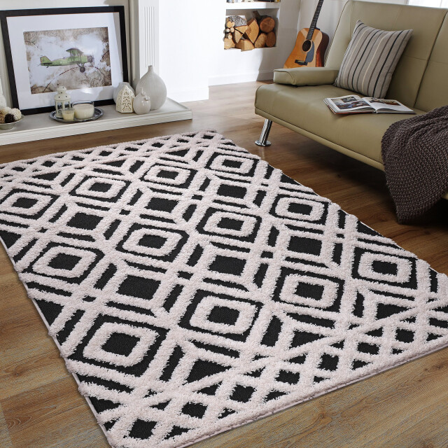 Muratap Luxus shaggy plus hoogpolig vloerkleed hoog laag design creme/ - 3046081 large