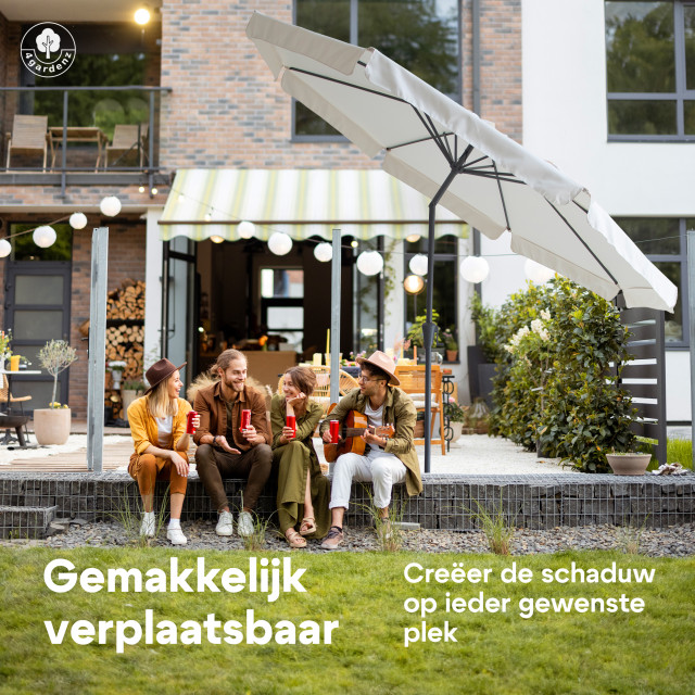 4gardenz ® parasol rond 300 cm met volant kantelbaar creme 3049026 large