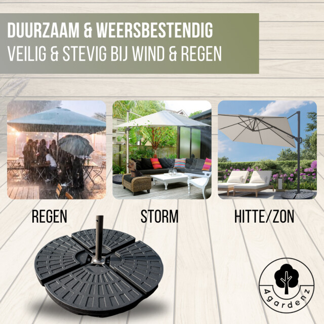 4gardenz ® 60 kg verzwaringsset parasolvoet voor zweefparasols vulbaar met 3049005 large
