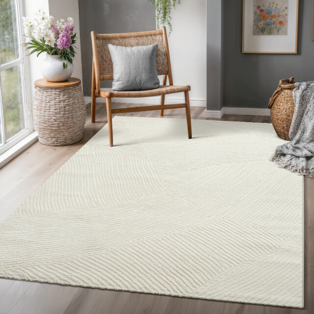 Muratap Japandi abstract vloerkleed laagpolig modern design effen uni creme- 3046143 large