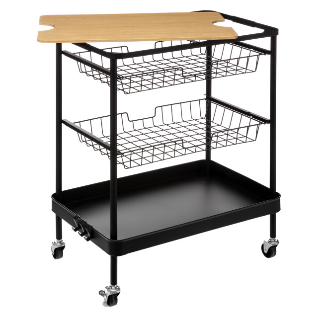 5Five 4goodz serveerwagen met 3 opbergvakken en plateau 40x60x79 cm - 3047704 large