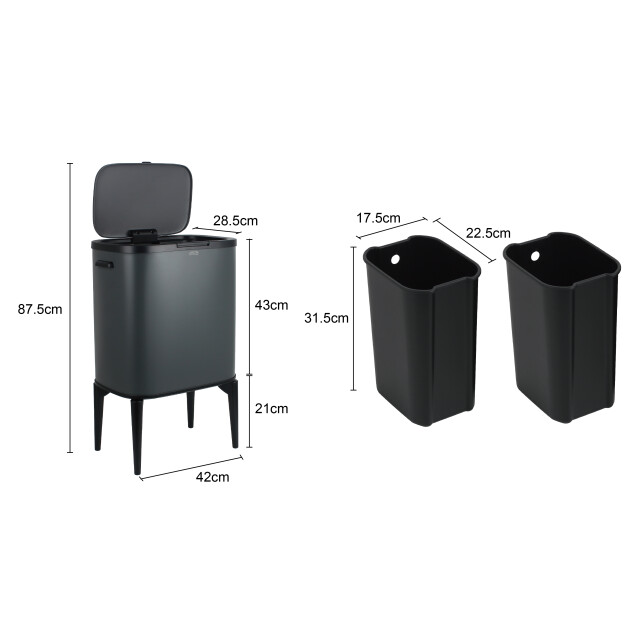 Luzzo ® new york push prullenbak afvalscheiding 2 vakken - 3047825 large