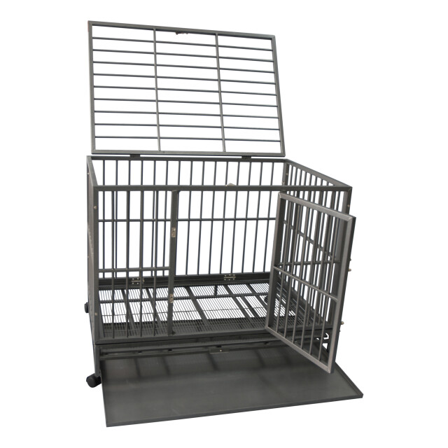 4animalz ® heavy duty hondenbench hammerite l met wielen 92x62x75 cm 3048866 large