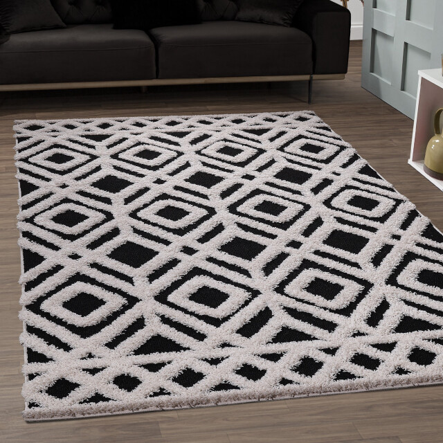 Muratap Luxus shaggy plus hoogpolig vloerkleed hoog laag design creme/ - 3046081 large