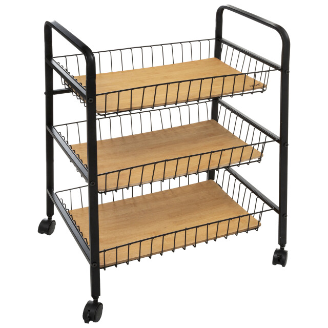 5Five 4goodz serveerwagen met 3 draadstaal opbergvakken 52x39x70 cm - 3047705 large
