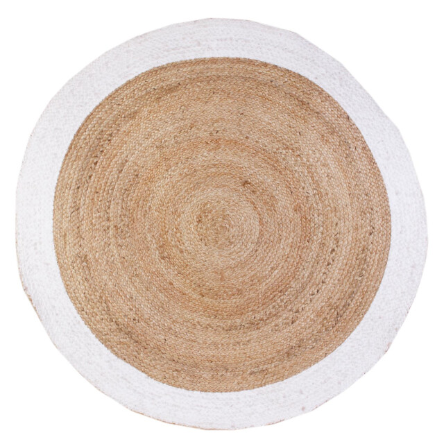 4goodz Vloerkleed jute 2-tone rond Ø 120 cm /wit 3048887 large