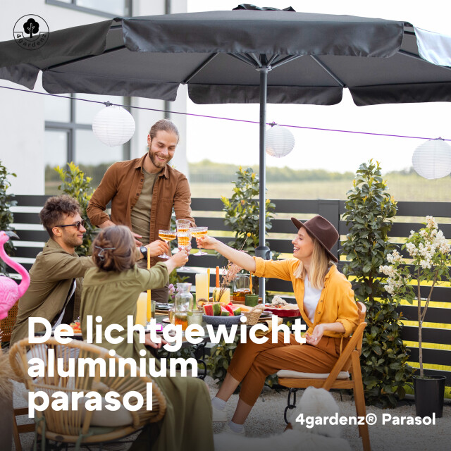 4gardenz ® parasol rond 300 cm met volant kantelbaar antraciet 3049027 large