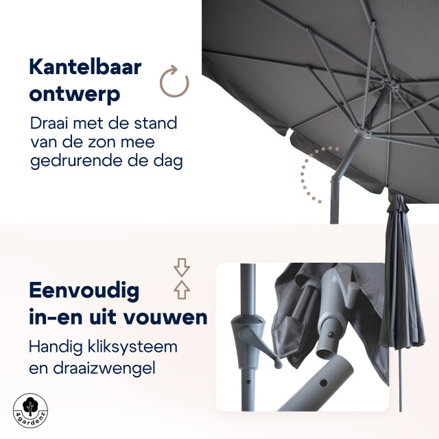 4gardenz ® parasol rond 300 cm met volant kantelbaar antraciet 3049027 large