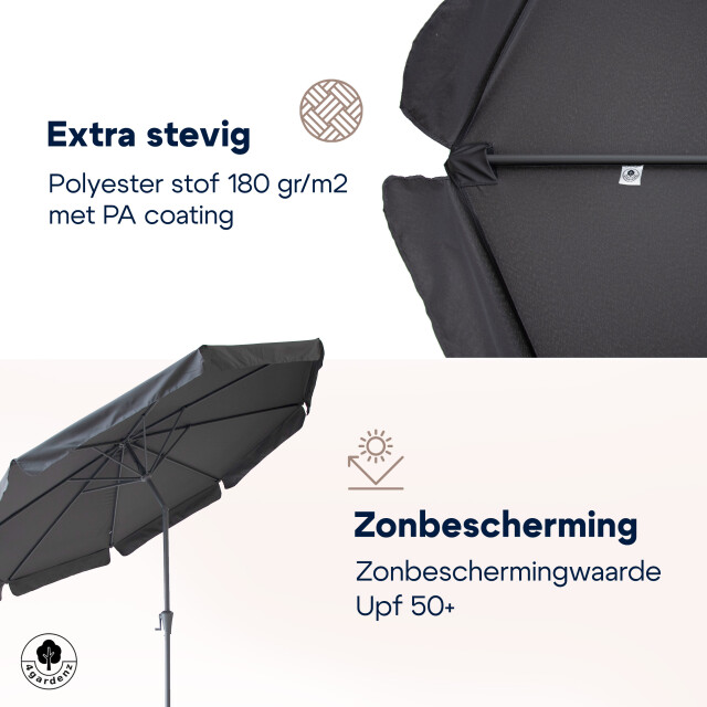 4gardenz ® parasol rond 300 cm met volant kantelbaar antraciet 3049027 large