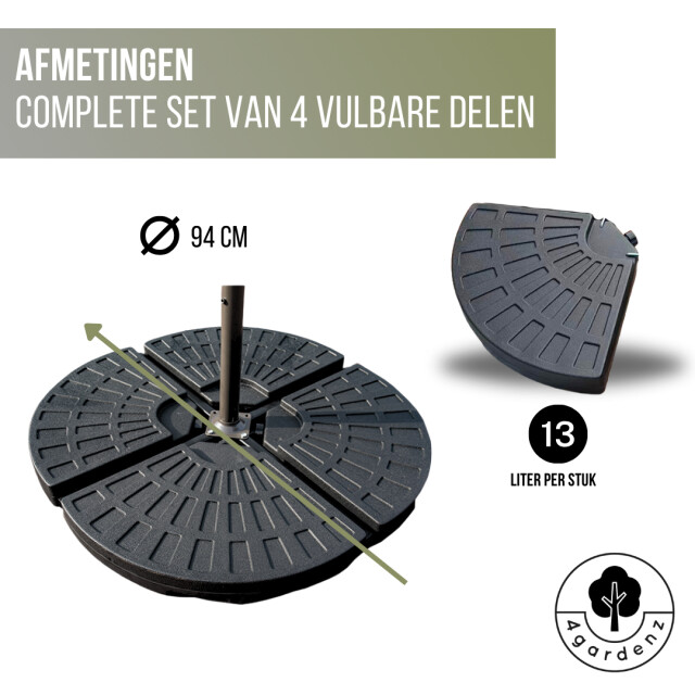 4gardenz ® 60 kg verzwaringsset parasolvoet voor zweefparasols vulbaar met 3049005 large