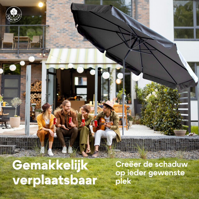 4gardenz ® parasol rond 300 cm met volant kantelbaar antraciet 3049027 large