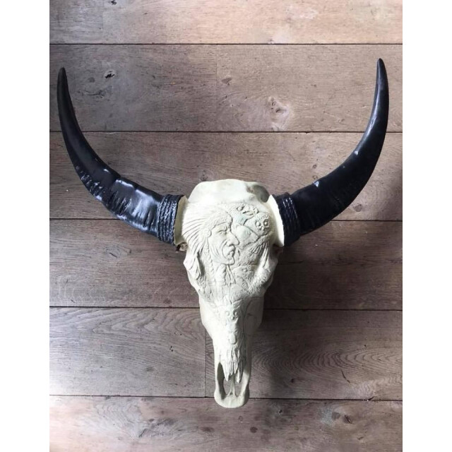 Vtw Living Buffel schedel skull bedrukt skull voor aan de muur dierenhoofd schedel 3058786 large