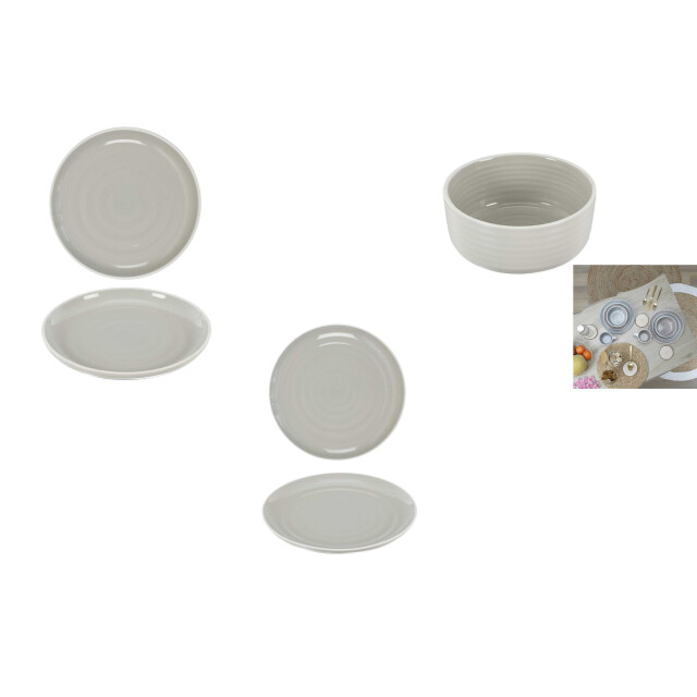 Home Deco Factory Serviesset 6 persoons 18-delig aardewerk /wit 3047567 large