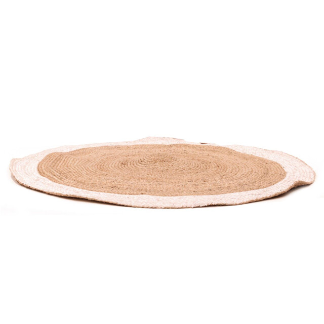4goodz Vloerkleed jute 2-tone rond Ø 120 cm /wit 3048887 large