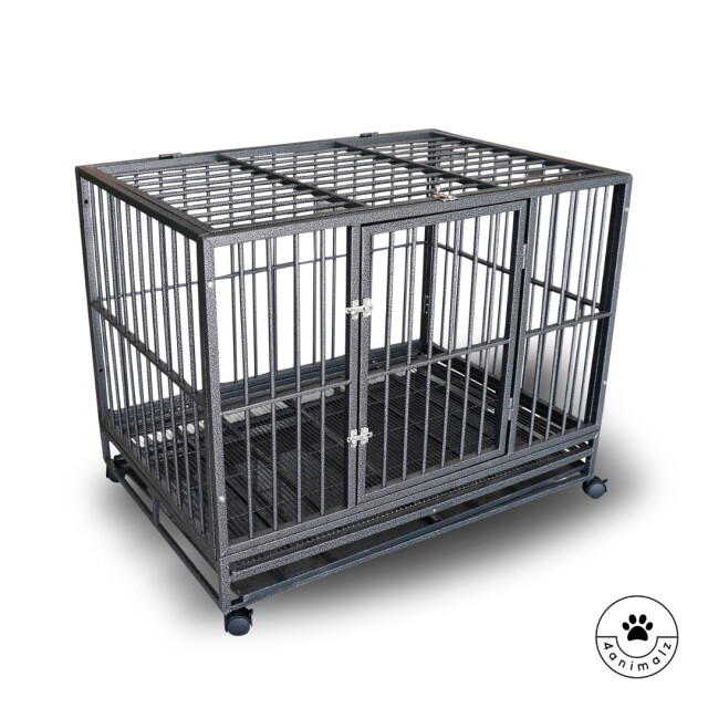 4animalz ® heavy duty hondenbench hammerite l met wielen 92x62x75 cm 3048866 large