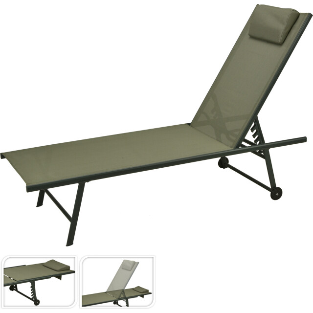 4goodz 2 stuks comfortabel verstelbaar ligbed met hoofdkussen olijf 3049007 large