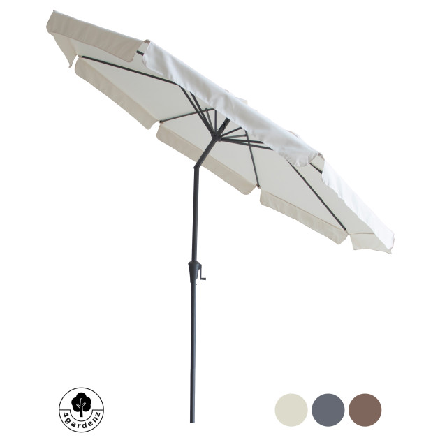 4gardenz ® parasol rond 300 cm met volant kantelbaar creme 3049026 large