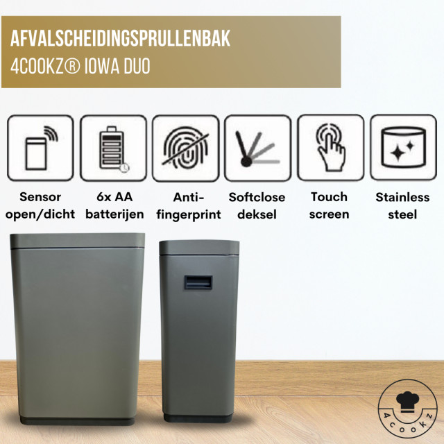 4cookz ® iowa duo prullenbak afvalscheiding 2x 22 liter - 3047667 large