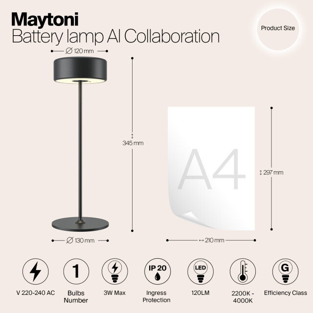 Maytoni batterijlamp ai collaboration - Ø12 3173388 large