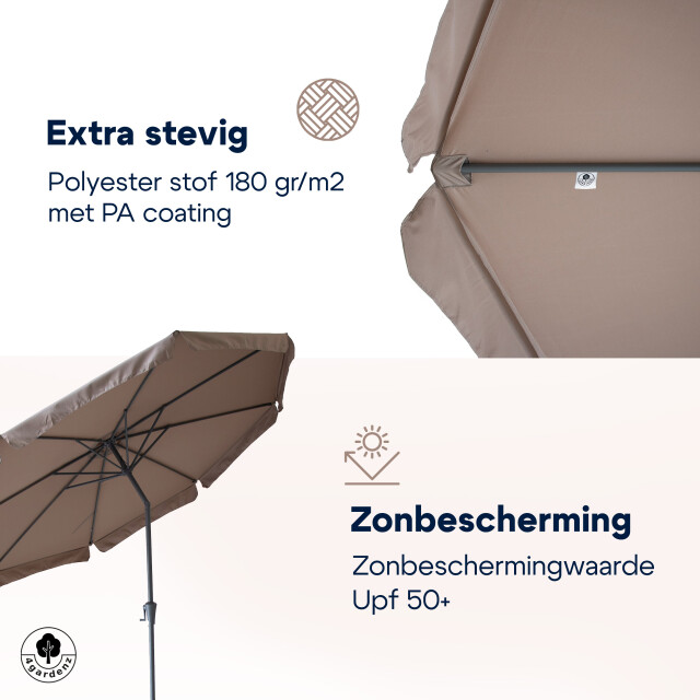 4gardenz ® parasol rond 300 cm met volant kantelbaar - 3049028 large