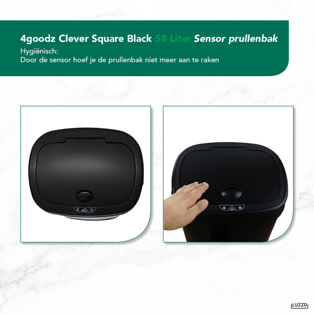 4cookz ® clever square prullenbak met sensor 58 liter - 3047748 large