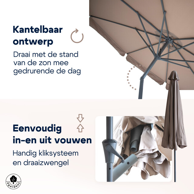 4gardenz ® parasol rond 300 cm met volant kantelbaar - 3049028 large