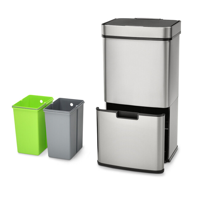 4cookz ® smart waste rvs afvalscheidingsprullenbak met sensor 72 liter met 70 3047789 large
