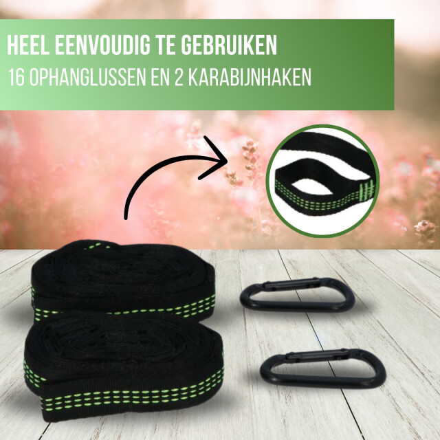 4gardenz ® hangmat vakantieset nylon hangmat +bevestingsset 3049022 large