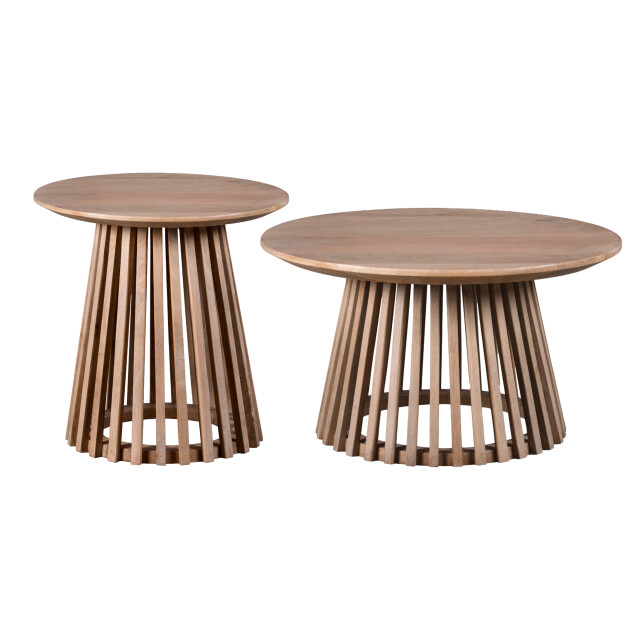 Lewis & Loft Salontafel lef mangohout rond naturel klein en groot set 3048069 large