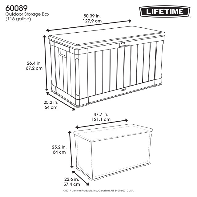 Lifetime Kunststof kussenbox 440 liter tuinkist 64x128x67cm - 3048008 large