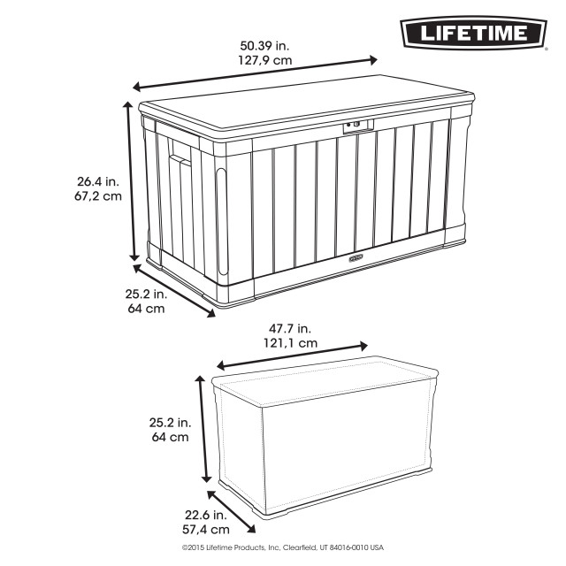 Lifetime Kunststof kussenbox 440 liter tuinkist 64x128x67cm - 3048009 large