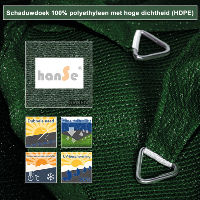 Hanse® Schaduwdoek driehoek waterdoorlatend 3x3x3 m zonnedoek 3048713 large
