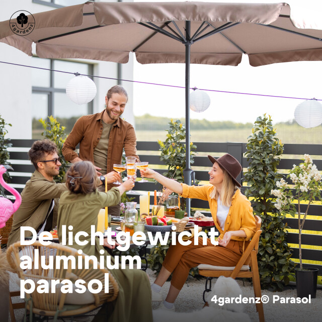 4gardenz ® parasol rond 300 cm met volant kantelbaar - 3049028 large