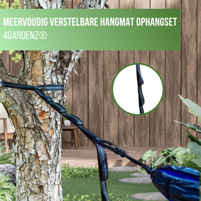 4gardenz ® hangmat vakantieset nylon hangmat +bevestingsset 3049022 large