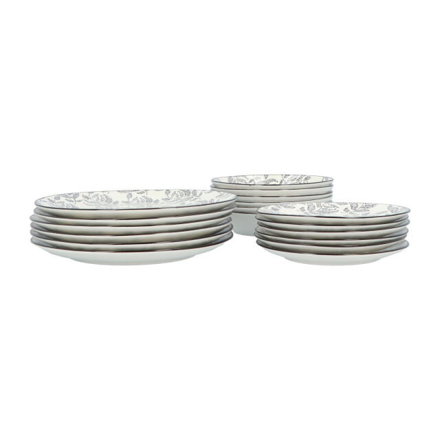 Secret de Gourmet Porseleinen serviesset eva mozaïek 6 persoons 18-delig /wit 3047543 large