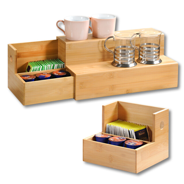 Kesper Keukenrek 2 uitschuifbare lades bamboe 34x15x18 cm - 3048863 large