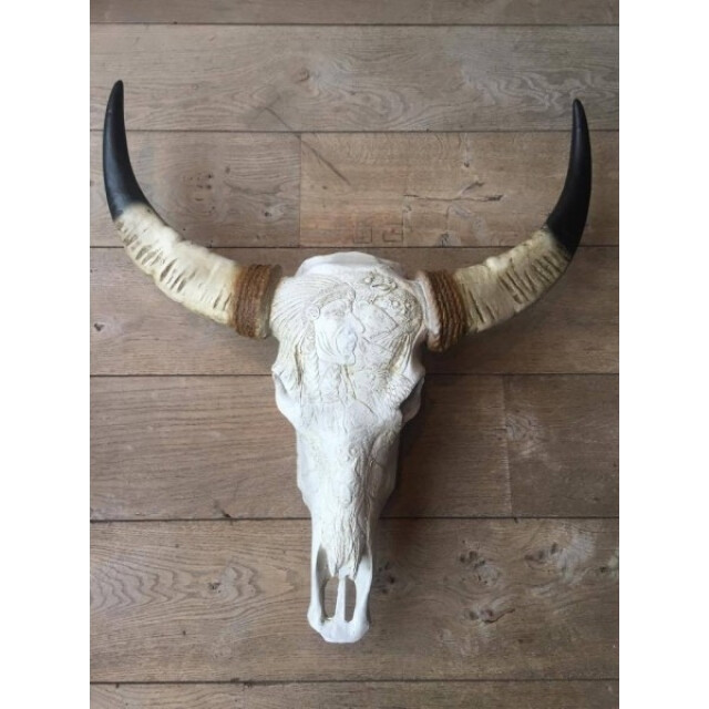 Vtw Living Buffel schedel skull bedrukt skull voor aan de muur dierenhoofd schedel 3058789 large