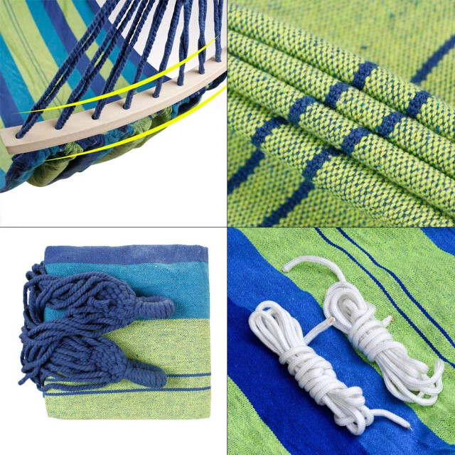 4gardenz ® canvas hangmat met spreidstok 290x150cm /groen 3048781 large