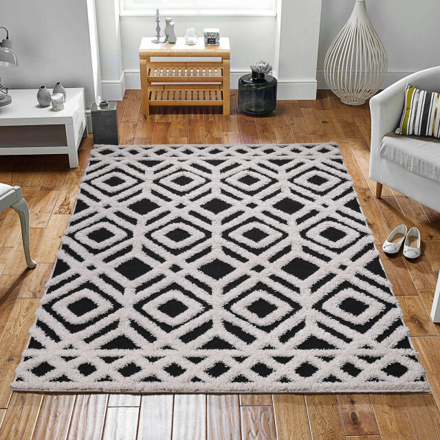 Muratap Luxus shaggy plus hoogpolig vloerkleed hoog laag design creme/ - 3046081 large