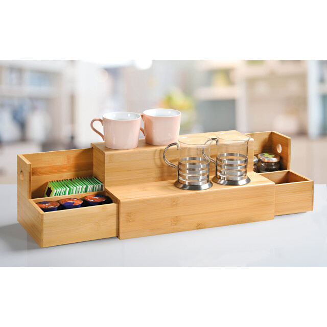 Kesper Keukenrek 2 uitschuifbare lades bamboe 34x15x18 cm - 3048863 large