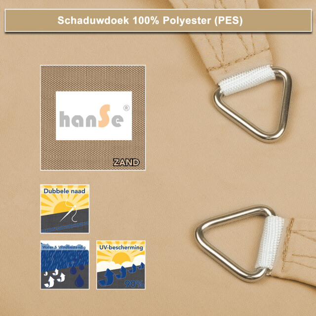 Hanse® Schaduwdoek driehoek waterafstotend 5x5x5 m zonnedoek 3048642 large