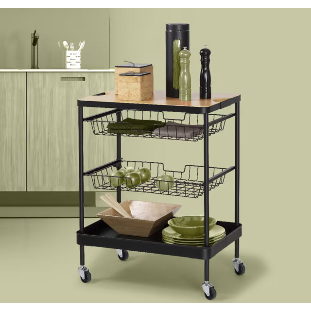 5Five 4goodz serveerwagen met 3 opbergvakken en plateau 40x60x79 cm - 3047704 large