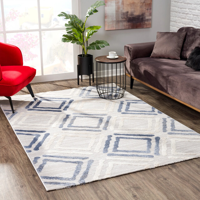 Muratap Evra burano modern vloerkleed laagpolig tapijt blauw- 200x280 cm 3046217 large